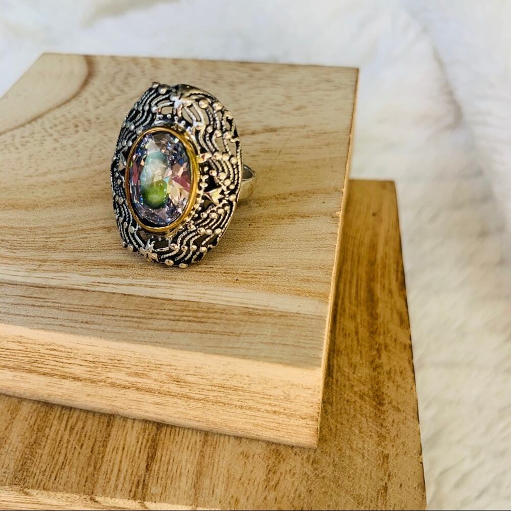 Sterling Silver White topaz Swirl Size 7.5